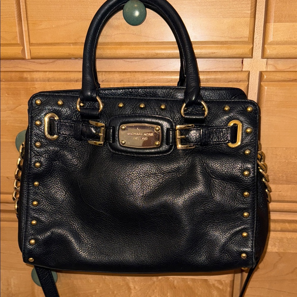Michael Kors Black Satchel with Gold Accents